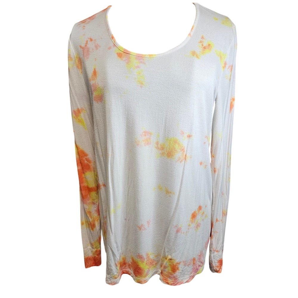 Kelleydeeee OG Long Sleeve Tie Dye Top Orange Yellow White Casual Size S